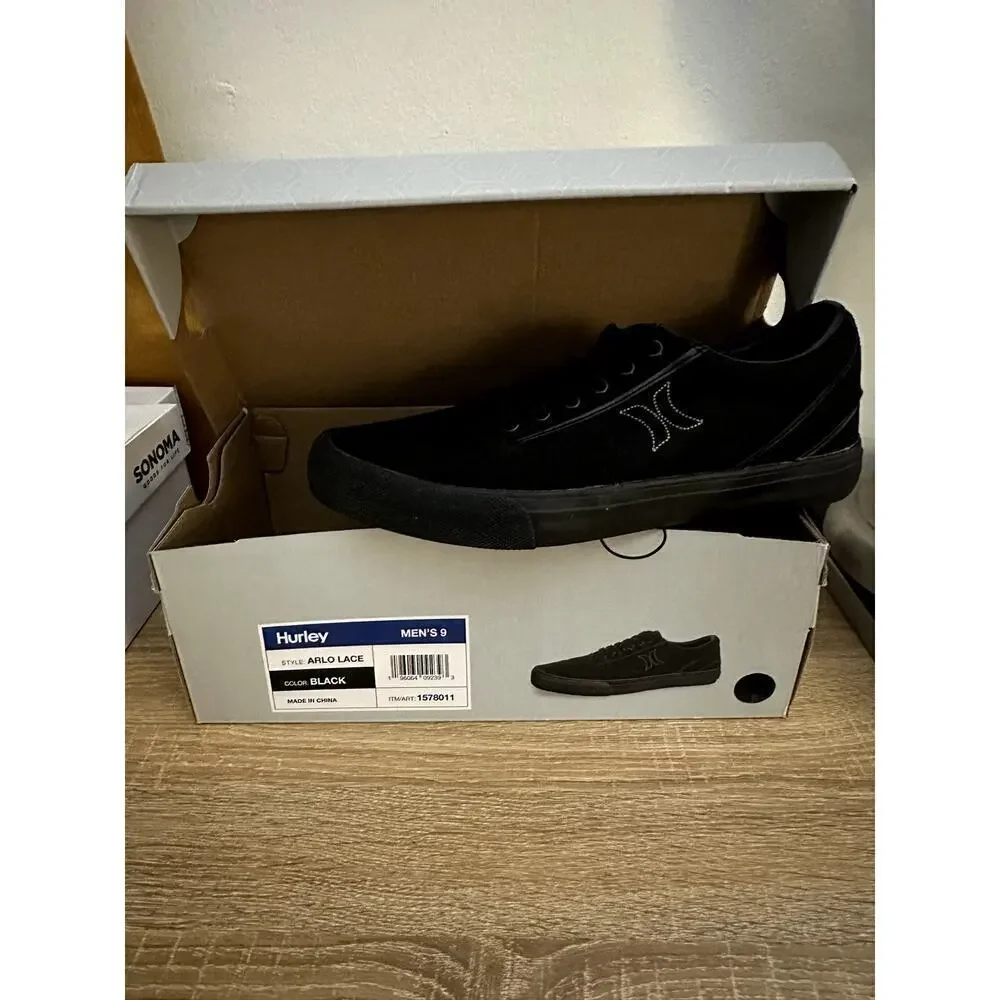 Hurley Men's Arlo Lace Canvas Sneaker Shoes size 9 Black